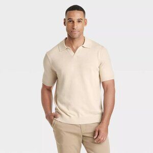 Men's Short Sleeve Johnny Collar Polo Sweater - Goodfellow & Co™ Oatmeal